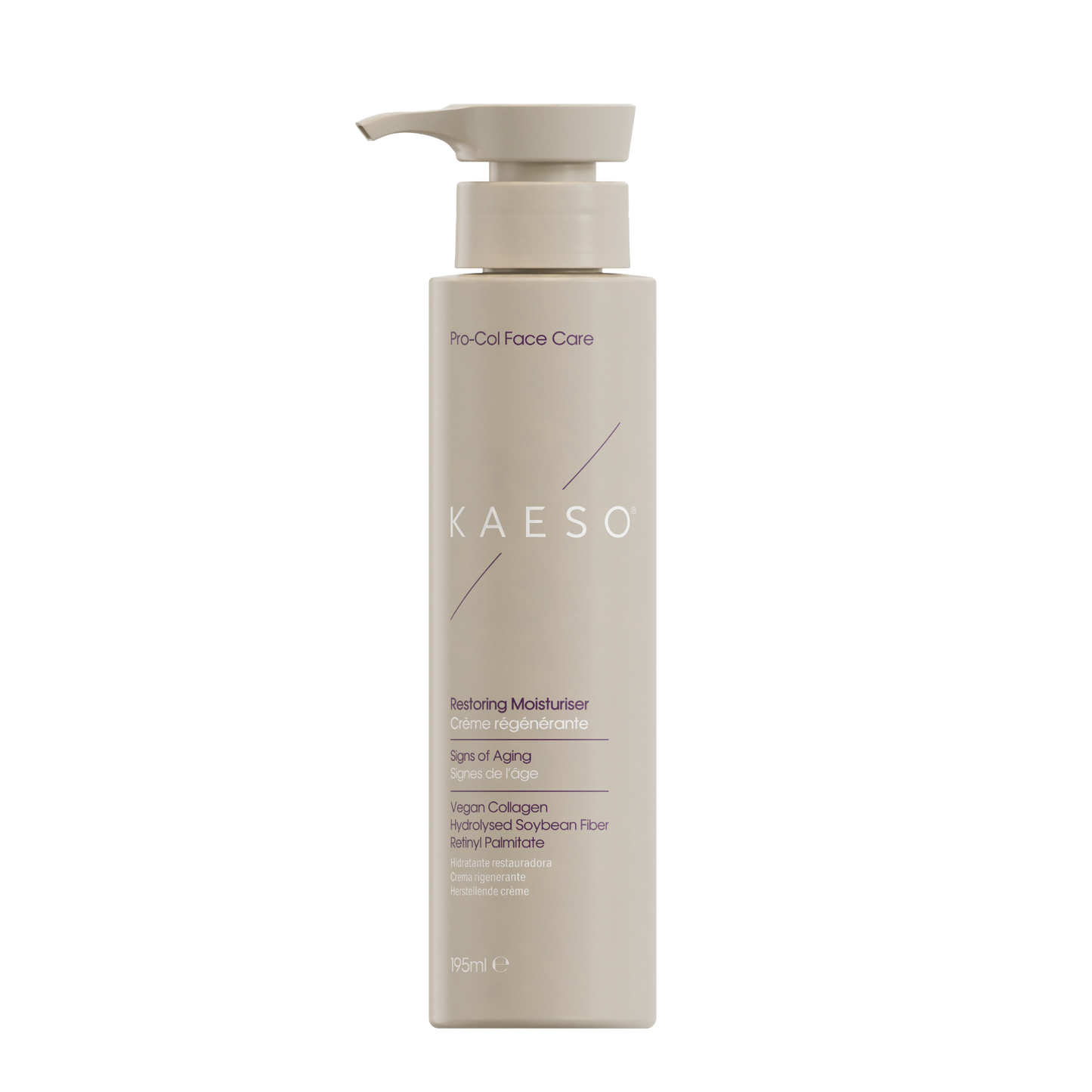 KAESO Retining moisturiser face wash bottle in a matte beige color with a matching pump dispenser, shown on a plain white background.