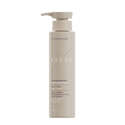 KAESO Retining moisturiser face wash bottle in a matte beige color with a matching pump dispenser, shown on a plain white background.