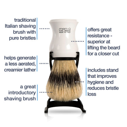 Men-U Pure Bristle Shaving Brush White