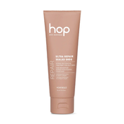 Tube of 'hop' ultra repair sealed ends product on a white background