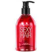 A red bottle of SexyHair Big Blow Dry Volumizing Gel with a pump dispenser.