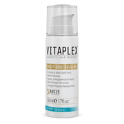 A bottle of Vitaplex Split End Sealer, primarily designed to smooth and seal split ends of hair.
