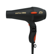 Parlux 3000 professional hair dryer, black with orange accents, for salon hair styling