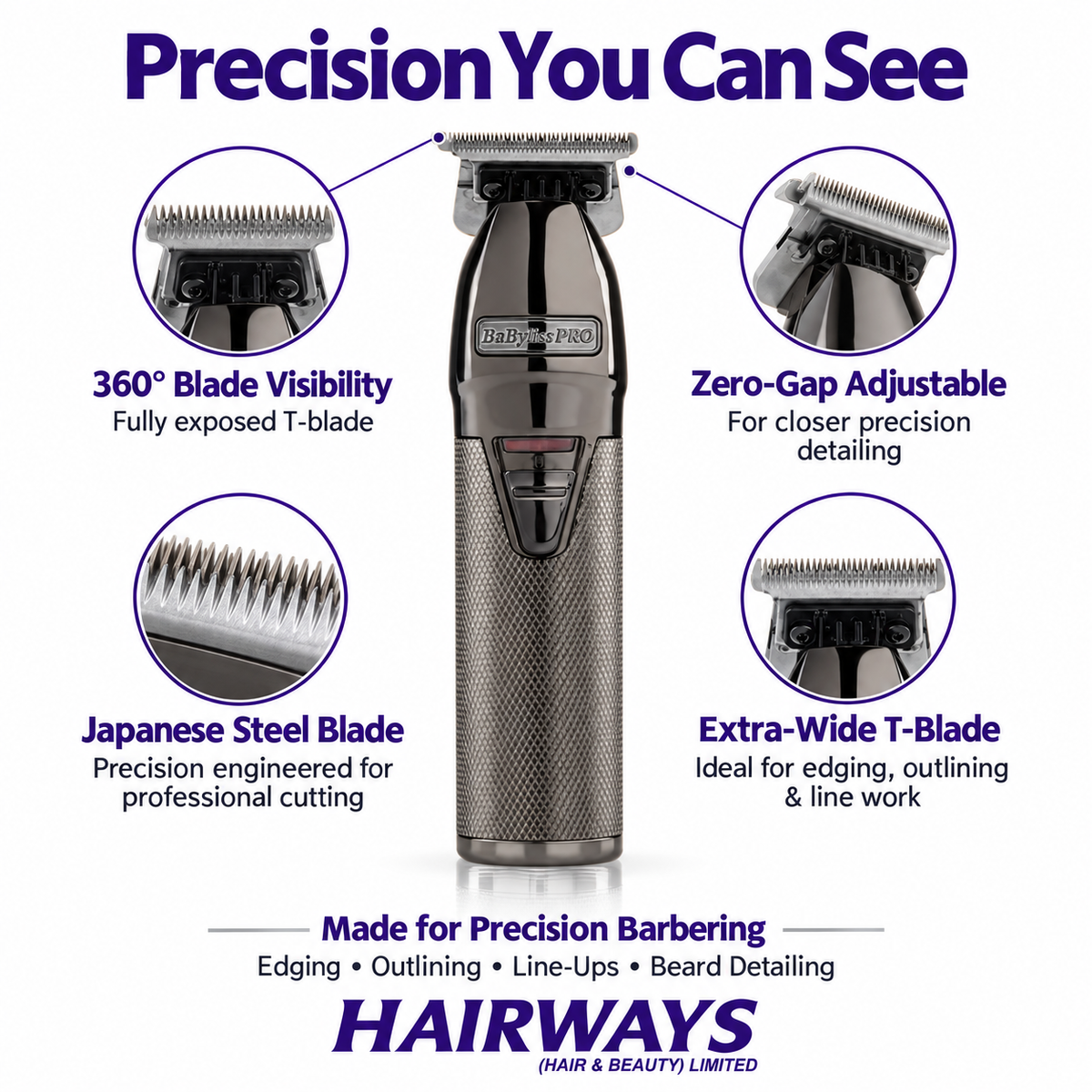 BaByliss PRO Skeleton Super Motor Trimmer Silver – Cordless T-Blade