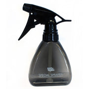 Opaque black plastic water sprayer designed for hair tools, with a label reading 'SPECIAL SPRAYER'.