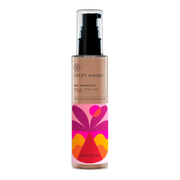 Crazy Angel body foundation bottle with pump and colorful label, beauty supply product