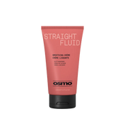 A tube of Osmo Straight Fluid Smoothing Crème on a plain white background. The tube is a dusty coral pink with white and black text, and has a black flip-top cap.
