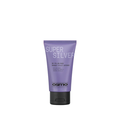 A lavender purple squeeze tube of Osmo Super Silver No Yellow Mask with a black cap, centered on a plain white background.