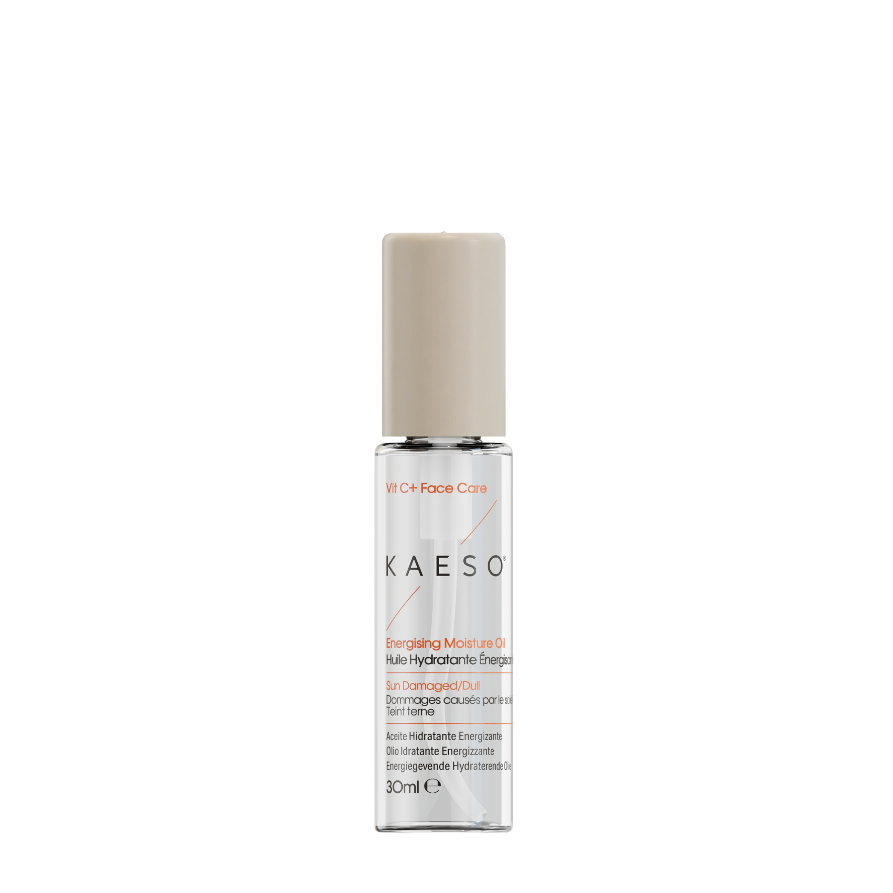 Kaeso skincare bottle on a white background