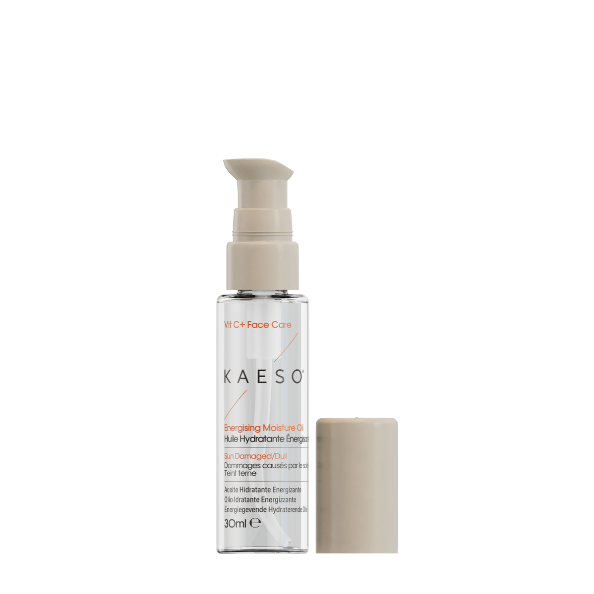 Kaeso serum bottle with pump on a white background
