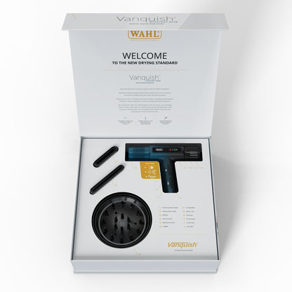 Wahl Vanquish hair dryer packaging on a white background