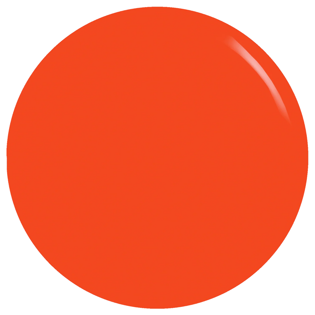 A glossy, solid orange-red circular color swatch on a white background.