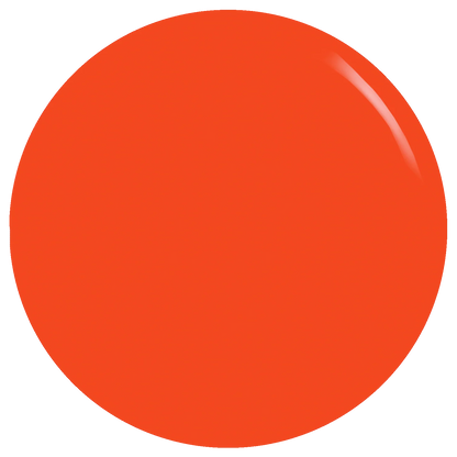 A glossy, solid orange-red circular color swatch on a white background.