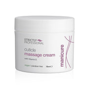 A jar of Strictly Professional Cuticle Massage Cream with the label showing the brand name, product name, and the text 'vegan. paraben free'.