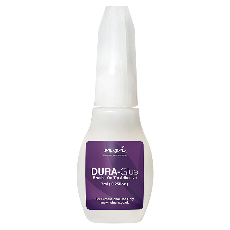 NSI Dura Glue 7ml – Hypoallergenic Brush-On Nail Adhesive, Fast-Setting