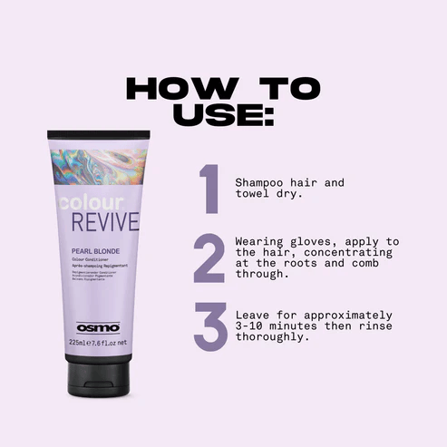 Osmo Colour Revive hair care product with usage instructions on a light purple background