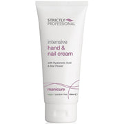 A tube of Strictly Professional intensive hand & nail cream with a white background, primarily designed to nourish and hydrate the skin.