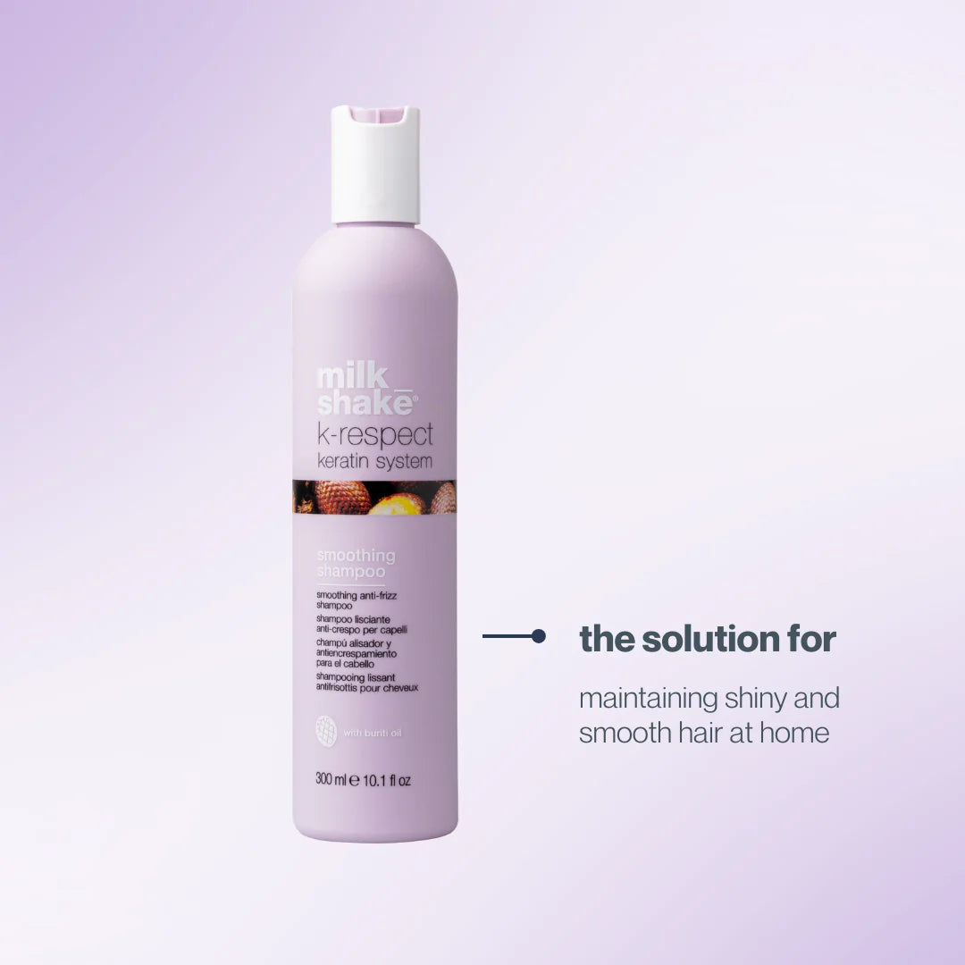 Milk Shake K-Respect shampoo bottle on a light purple background