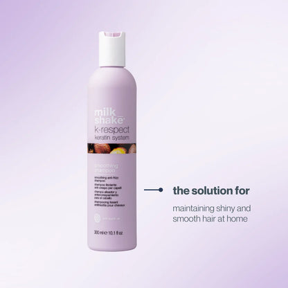 Milk Shake K-Respect shampoo bottle on a light purple background