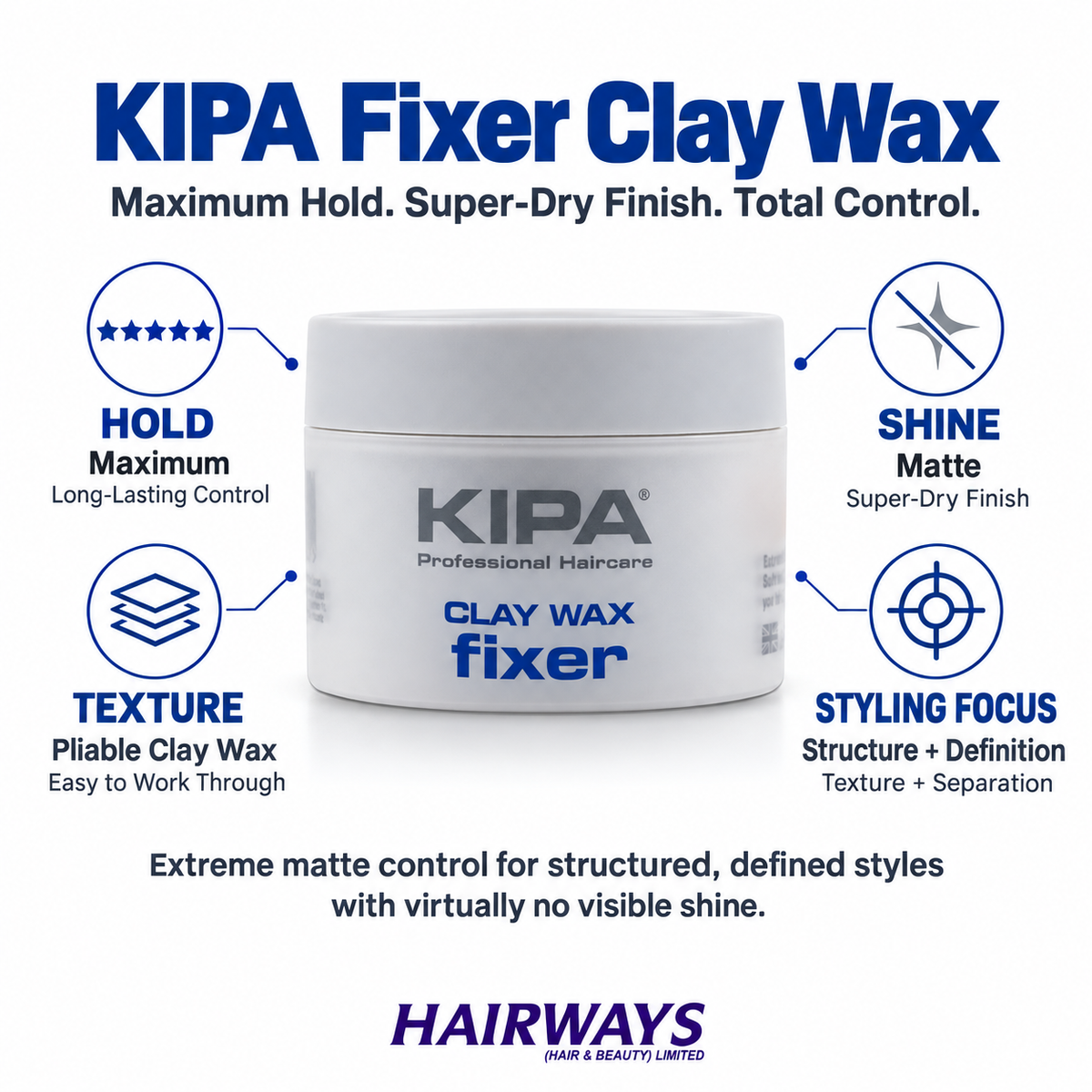 KIPA Fixer Clay Wax maximum hold super dry matte finish and strong definition