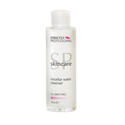 A bottle of Strictly Professional Micellar Water Cleanser for all skin types.