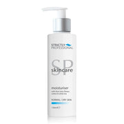 A pump bottle of Strictly Professional Skincare moisturizer for normal/dry skin.