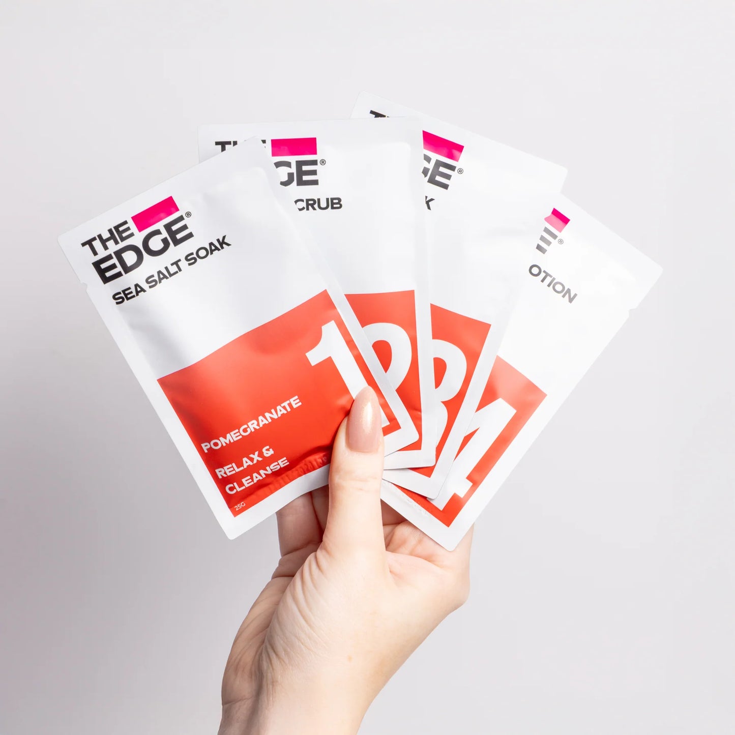 The Edge Nails - 4 Step Pedicure Kit - Pomegranate - Soften and Nourish