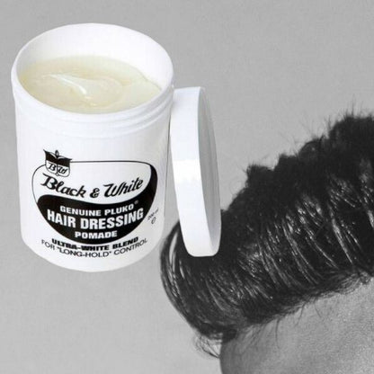 Black & White Genuine Pluko Hair Pomade 200ml | Classic Professional Hair Wax