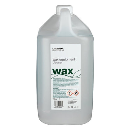 A bottle of Strictly Professional Wax Equipment Cleaner with a white spray nozzle, primarily designed for removing wax from equipment.