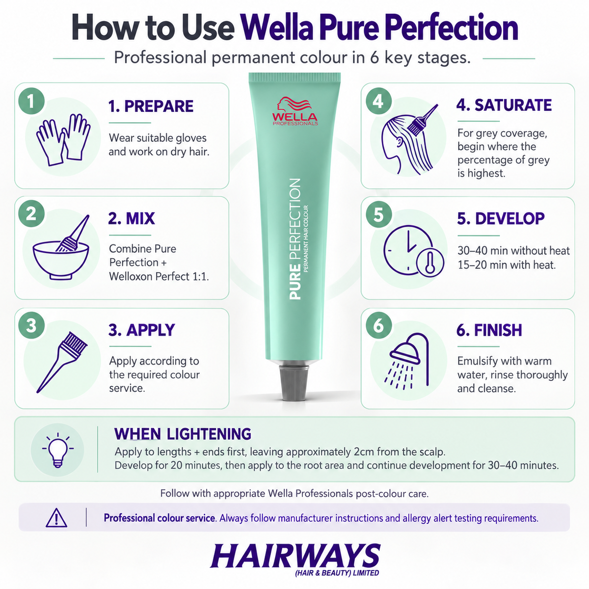 How to mix apply and develop Wella Pure Perfection professional permanent hair colour