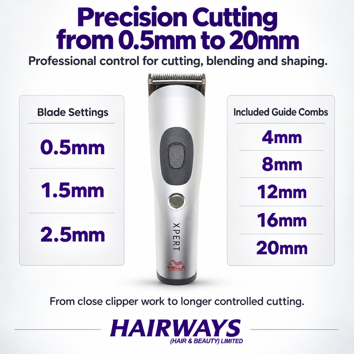 Wella Xpert HS71 cutting lengths from 0.5mm to 20mm